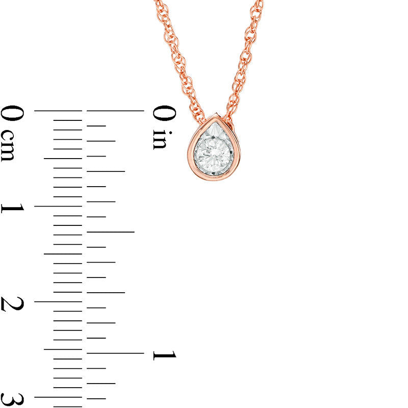 0.17 CT. Natural Clarity Enhanced Solitaire Teardrop Pendant in 10K Rose Gold
