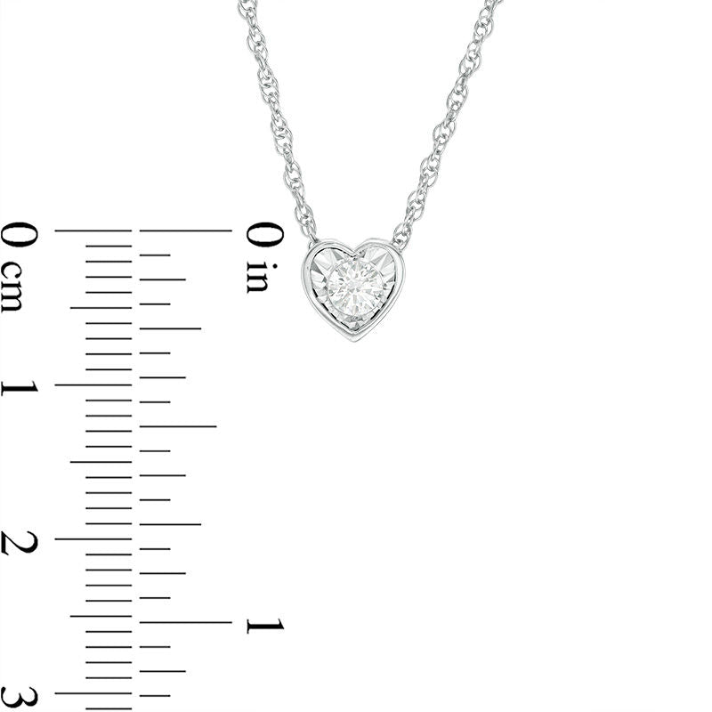 0.17 CT. Natural Clarity Enhanced Solitaire Heart-Shaped Pendant in 10K White Gold