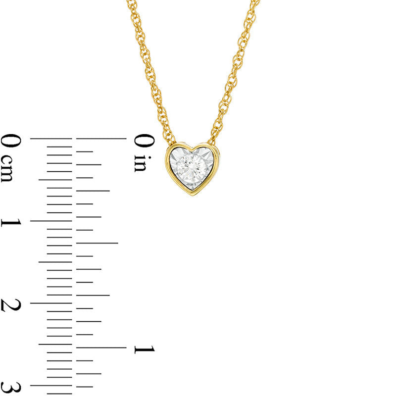 0.17 CT. Natural Clarity Enhanced Solitaire Heart-Shaped Pendant in 10K Yellow Gold