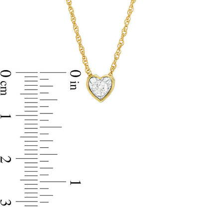 0.17 CT. Natural Clarity Enhanced Solitaire Heart-Shaped Pendant in 10K Yellow Gold