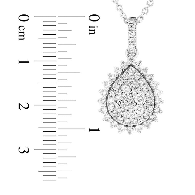 1-0.1 CT. T.W. Composite Natural Diamond Teardrop Frame Pendant in 18K White Gold (G/SI2)