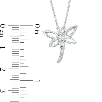 Natural Diamond Accent Dragonfly Pendant in Sterling Silver