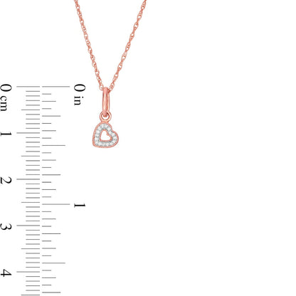 Natural Diamond Accent Tilted Heart Outline Antique Vintage-Style Pendant in 10K Rose Gold