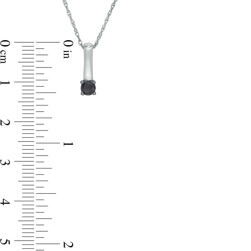 0.2 CT. Enhanced Black Natural Clarity Enhanced Solitaire Stick Drop Pendant in 10K White Gold