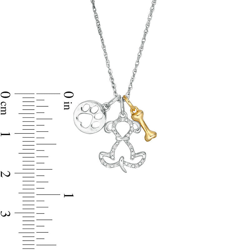 0.05 CT. T.W. Natural Diamond Dog Mom Themed Charm Pendant in Sterling Silver and 14K Gold Plate