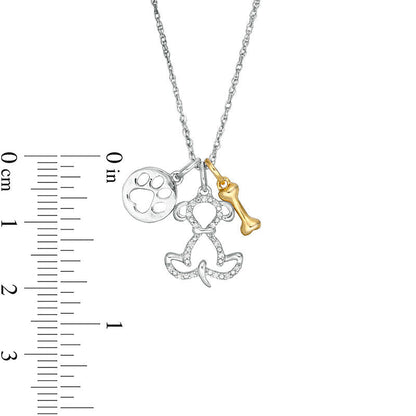0.05 CT. T.W. Natural Diamond Dog Mom Themed Charm Pendant in Sterling Silver and 14K Gold Plate