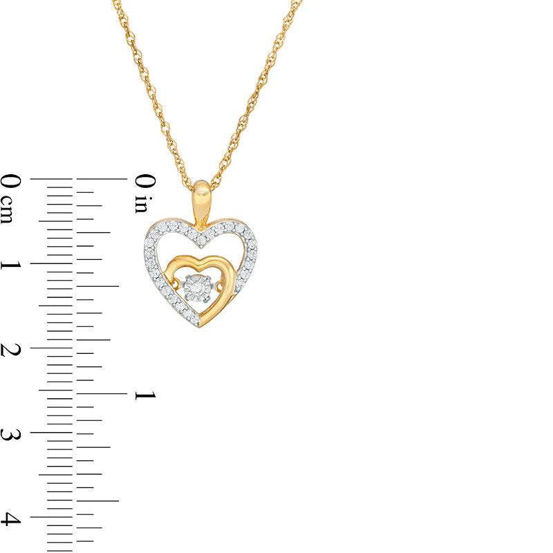 Unstoppable LoveÖ 0.2 CT. T.W. Natural Diamond Double Heart Outline Pendant in 10K Yellow Gold