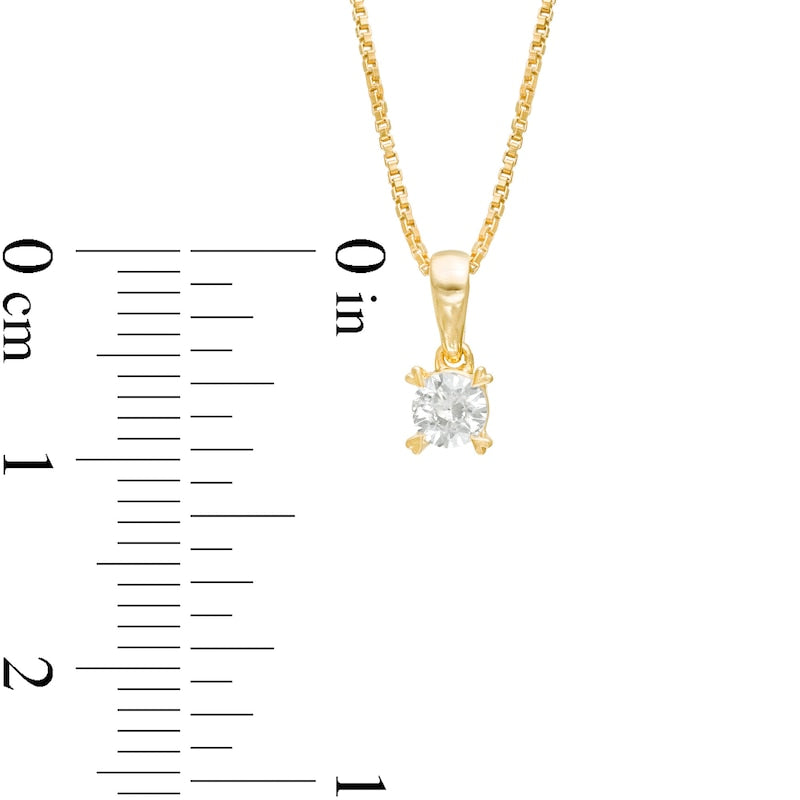 0.2 CT. T.W. Natural Clarity Enhanced Solitaire with Heart Prongs Pendant in 10K Yellow Gold
