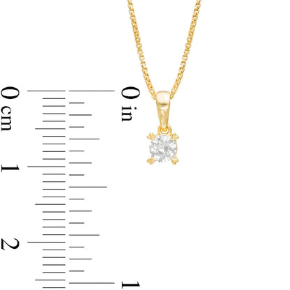 0.2 CT. T.W. Natural Clarity Enhanced Solitaire with Heart Prongs Pendant in 10K Yellow Gold