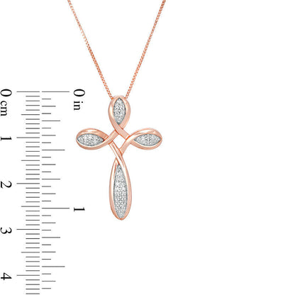0.13 CT. T.W. Natural Diamond Loop Cross Pendant in 10K Rose Gold