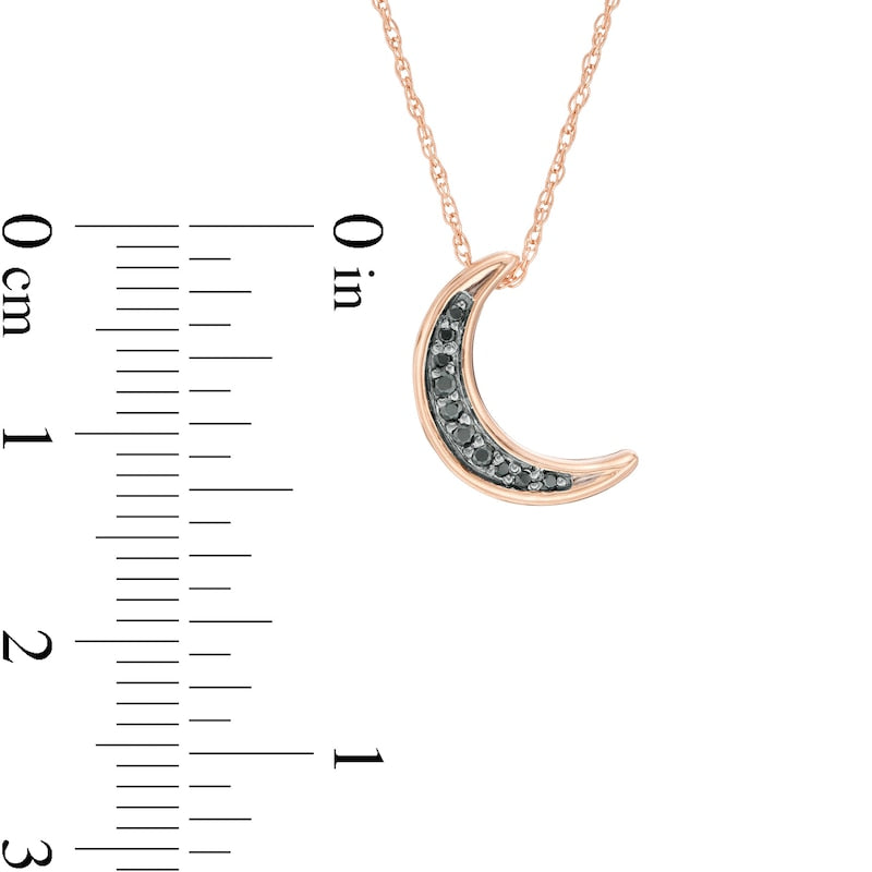 0.05 CT. T.W. Enhanced Black Natural Diamond Crescent Moon Pendant in 10K Rose Gold