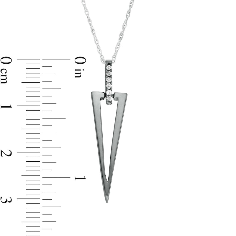 0.05 CT. T.W. Natural Diamond Elongated Triangle Drop Pendant in Sterling Silver and Black Rhodium