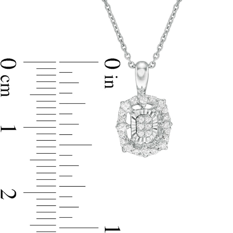 0.17 CT. T.W. Composite Natural Diamond Octagonal Frame Pendant in 14K White Gold