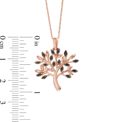 0.05 CT. T.W. Enhanced Black Natural Diamond Tree Pendant in 10K Rose Gold