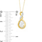 Pear-Shaped Lab-Created White Sapphire and Diamond Accent Cascading Teardrop Pendant in 10K Yellow Gold
