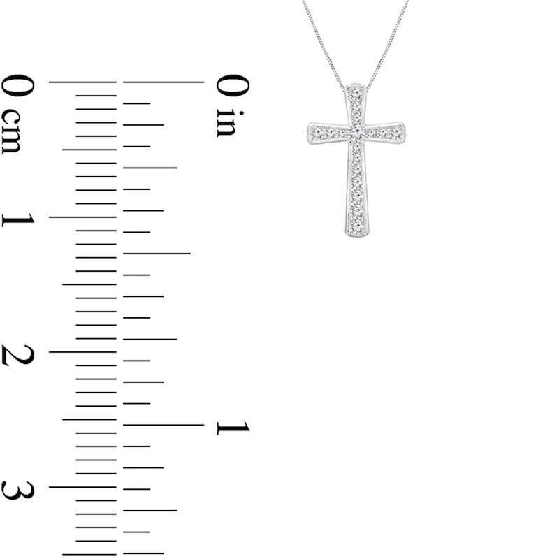 0.5 CT. T.W. Natural Diamond Antique Vintage-Style Cross Pendant in 10K White Gold