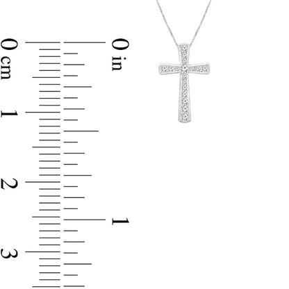 0.5 CT. T.W. Natural Diamond Antique Vintage-Style Cross Pendant in 10K White Gold