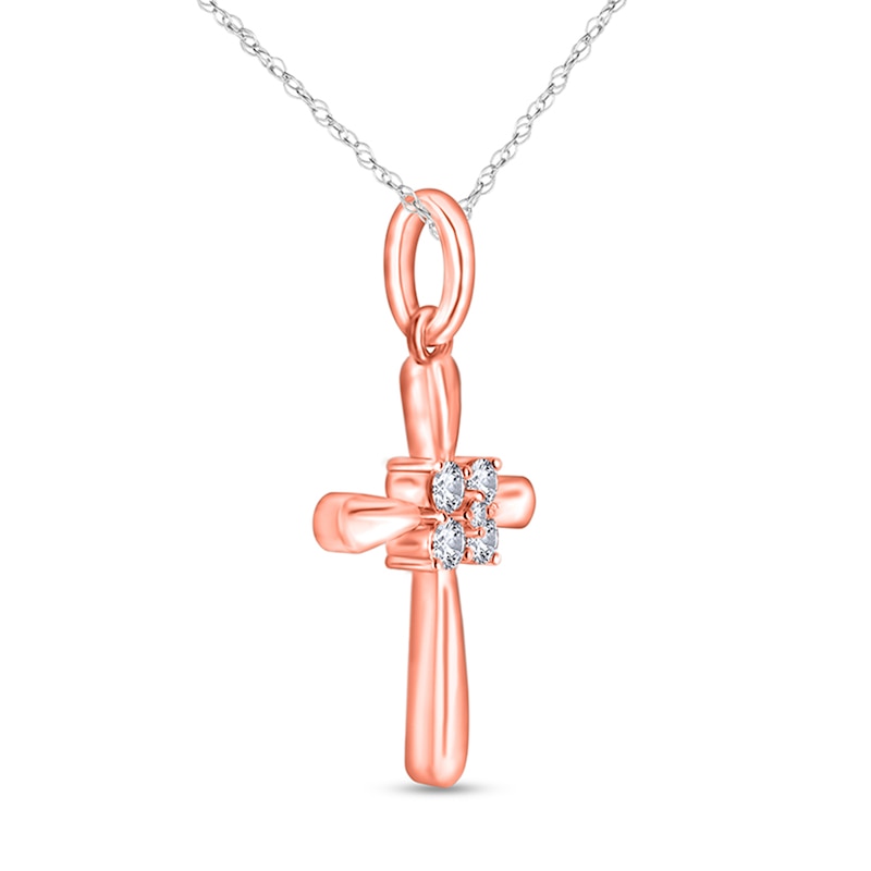 0.13 CT. T.W. Composite Natural Diamond Cross Pendant in 10K Two-Tone Gold