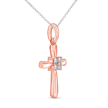 0.13 CT. T.W. Composite Natural Diamond Cross Pendant in 10K Two-Tone Gold