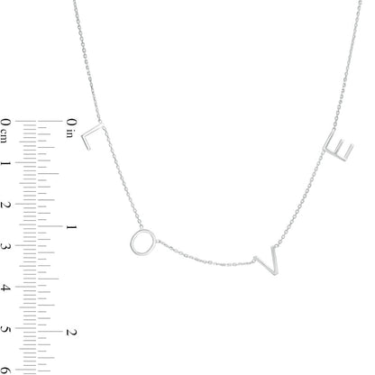 LOVE Station Necklace in 14K White Gold