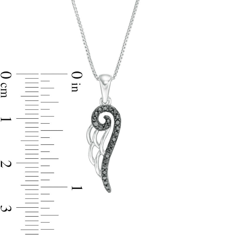0.05 CT. T.W. Enhanced Black Natural Diamond Angel Wing Pendant in Sterling Silver