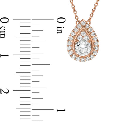 0.63 CT. T.W. Natural Diamond Pear-Shaped Frame Necklace in 14K Rose Gold