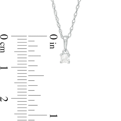 0.1 CT. Princess-Cut Natural Clarity Enhanced Solitaire Pendant in 10K White Gold