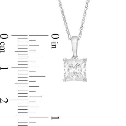 1 CT. Princess-Cut Natural Clarity Enhanced Solitaire Pendant in 10K White Gold