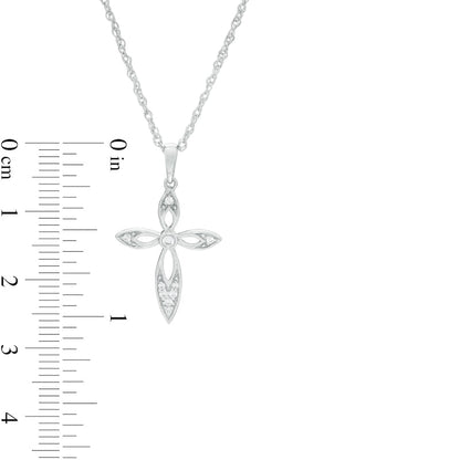 0.07 CT. T.W. Natural Diamond Cross Pendant in 10K White Gold