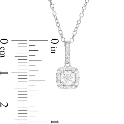 0.5 CT. T.W. Natural Diamond Cushion Frame Pendant in 14K White Gold