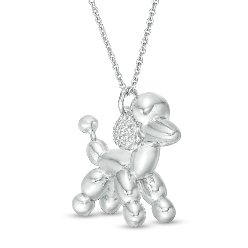 0.05 CT. T.W. Natural Diamond Balloon Poodle Pendant in Sterling Silver