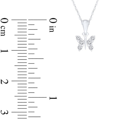 0.1 CT. T.W. Natural Diamond Butterfly Pendant in Sterling Silver