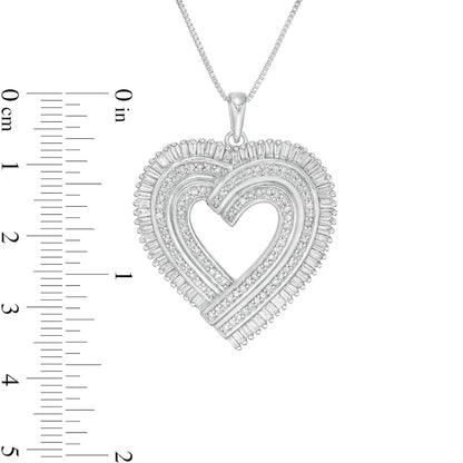 1.25 CT. T.W. Natural Diamond Layered Ribbon Heart Pendant in Sterling Silver