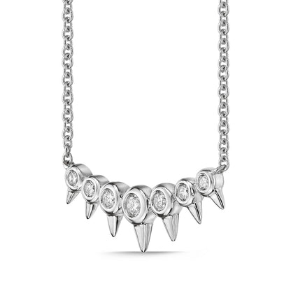 0.17 CT. T.W. Natural Diamond Spikes Bar Necklace in 10K White Gold