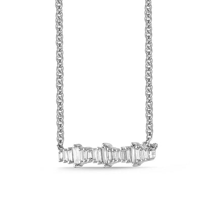 0.17 CT. T.W. Baguette Natural Diamond Sideways Bar Necklace in 10K White Gold