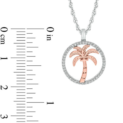 0.17 CT. T.W. Natural Diamond Circle with Palm Tree Pendant in 10K Two-Tone Gold