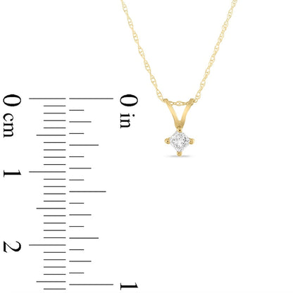 0.17 CT. Princess-Cut Natural Clarity Enhanced Solitaire Pendant in 14K Gold (J/I3)