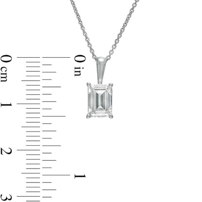 1 CT. Certified Emerald-Cut Lab-Created Diamond Solitaire Pendant in 14K White Gold (F/SI2)