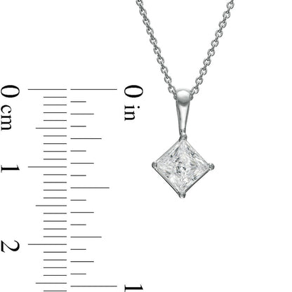 1 CT. Certified Princess-Cut Lab-Created Diamond Tilted Solitaire Pendant in 14K White Gold (F/SI2)