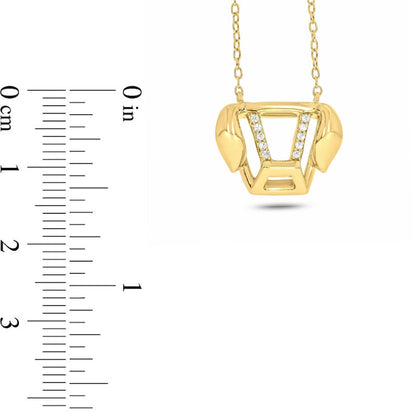 0.05 CT. T.W. Natural Diamond Abstract Puppy Head Necklace in Sterling Silver with 14K Gold Plate