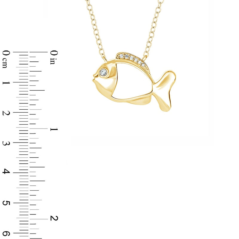 0.05 CT. T.W. Natural Diamond Fish Pendant in Sterling Silver with 14K Gold Plate