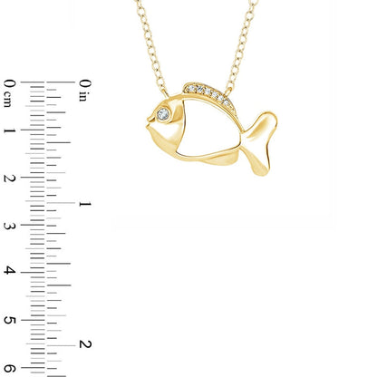 0.05 CT. T.W. Natural Diamond Fish Pendant in Sterling Silver with 14K Gold Plate