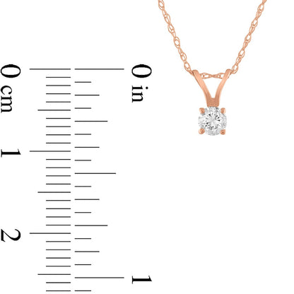 0.17 CT. Natural Clarity Enhanced Solitaire Pendant in 14K Rose Gold (J/I3)