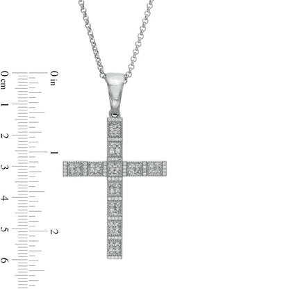 Men's 1.63 CT. T.W. Natural Diamond Cross Pendant in 10K White Gold - 22"