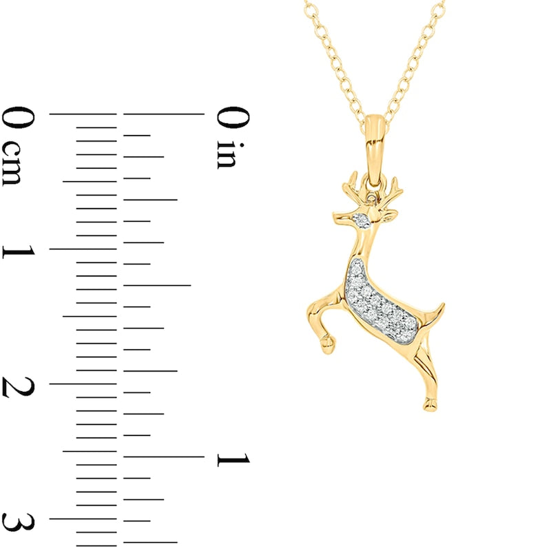0.05 CT. T.W. Natural Diamond Deer Pendant in Sterling Silver with 14K Gold Plate