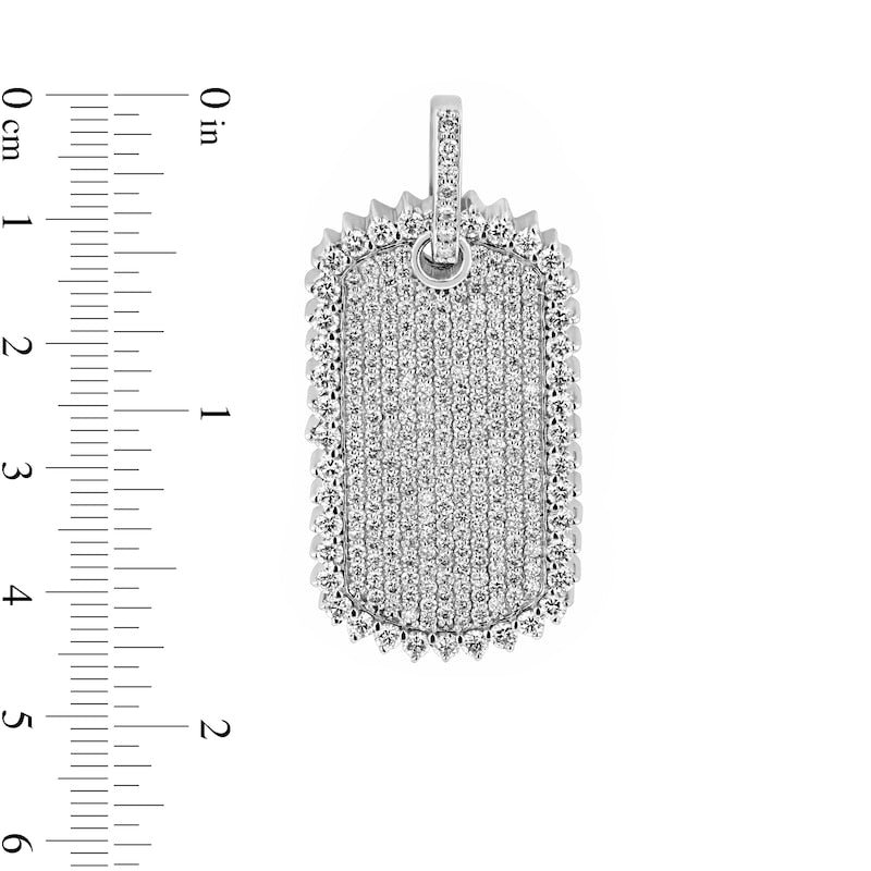 Men's 12.75 CT. T.W. Natural Diamond Border Dog Tag Pendant in 14K White Gold - 22"