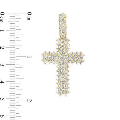 Men's 12-0.1 CT. T.W. Natural Diamond Triple Row Cross Pendant in 14K Gold û 24"
