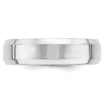 Solid 14K White Gold 6mm Bevel Edge Comfort Fit Men's/Women's Wedding Band Ring Size 12