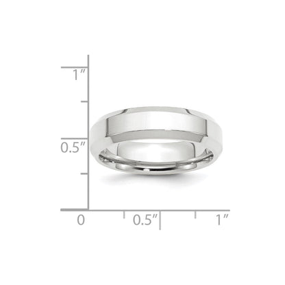 Solid 14K White Gold 6mm Bevel Edge Comfort Fit Men's/Women's Wedding Band Ring Size 12