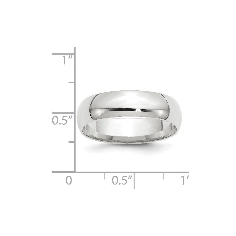 Solid 14K White Gold 6mm Light Weight Comfort Fit Men's/Women's Wedding Band Ring Size 5.5